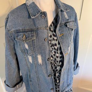 Judy Bridal Jean Jacket with Distressed Details / Size L